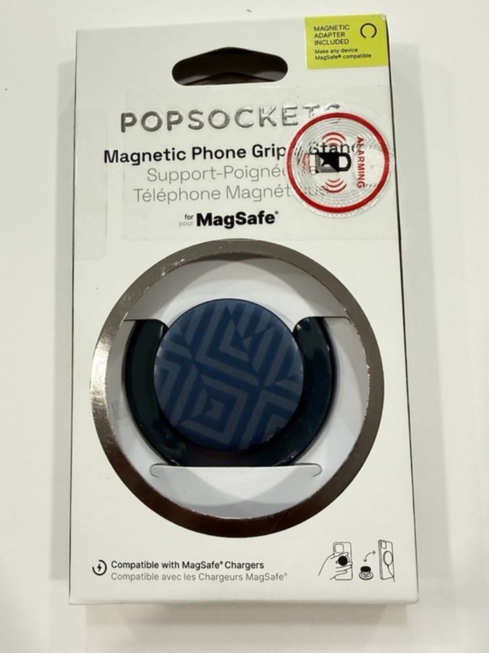 PopSockets Magnetic Phone Grip & Stand - Blue Geometric Pattern NEW NIB MagSafe